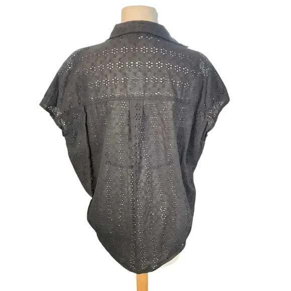 French Connection Women's Carmen Crepe Bell Sleeve Rhodes Eyelet Black Size 2 - Picture 7 of 12